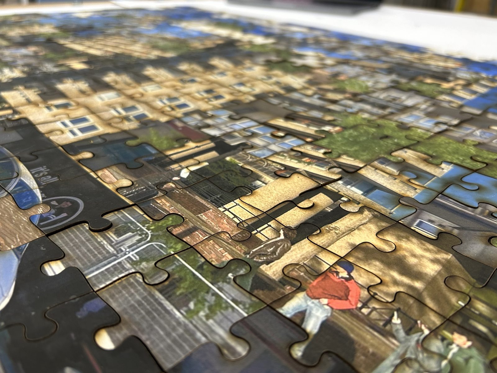Close-up of the assembled Brutalist architecture jigsaw
